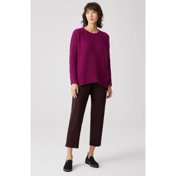 NEW Eileen Fisher | High/Low Recycled Cashmere & Wool Sweater in Purple - Picture 7 of 8